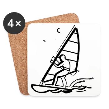 Windsurfing Drawing - Coasters (set of 4) - white - Front