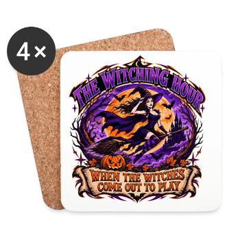 Witching Hour Witch Play Scene - Coasters (set of 4) - white - Front