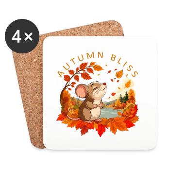 Autumn Mouse in Gold - Coasters (set of 4) - white - Front