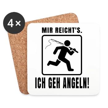Angeln Spruch – Mir reicht's, ich geh angeln - Untersetzer (4er-Set) - Weiß - Vorne
