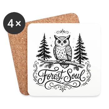 Chouette mystique dans la forêt - Dessous de verre (lot de 4) - blanc - Devant