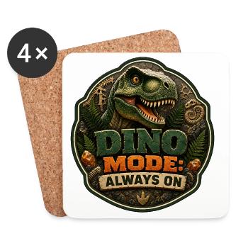 Dino Mode: Always On - Coasters (set of 4) - white - Front