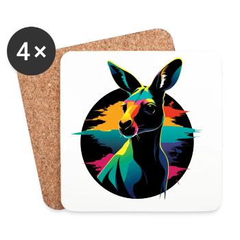 Kangaroo Portrait - Coasters (set of 4) - white - Front