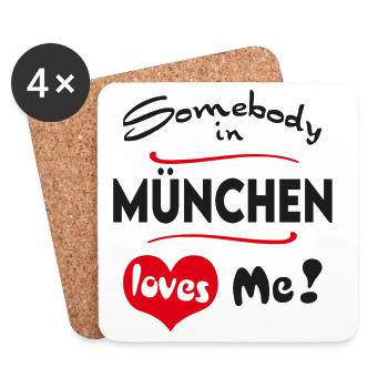 München Stadt Urban T-Shirt City Heimatliebe Town - Untersetzer (4er-Set) - Weiß - Vorne