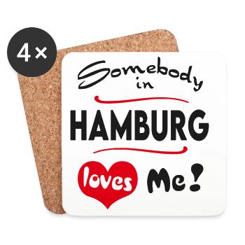 Hamburg Stadt Urban T-Shirt City Heimatliebe Town - Coasters (set of 4) - white - Front