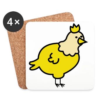 Dessin animé du Poussin Royal - Dessous de verre (lot de 4) - blanc - Devant