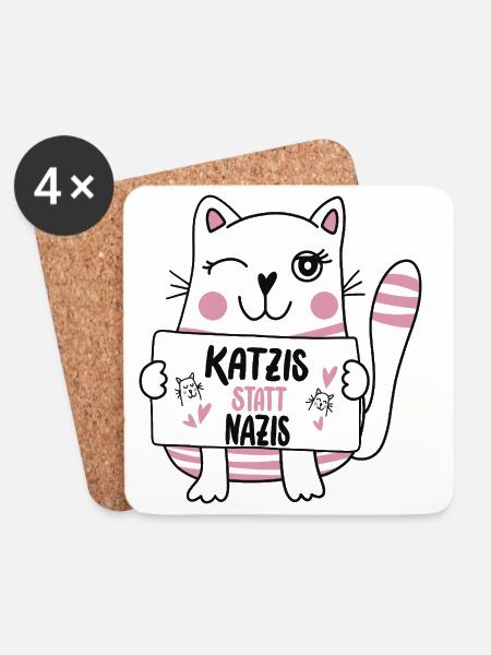 Katzis statt Nazis - Untersetzer (4er-Set) - Weiß