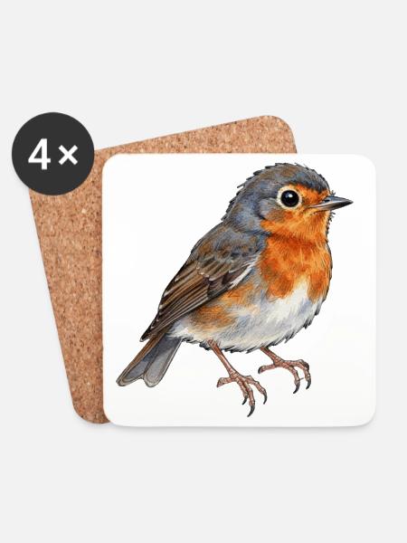 Vogel aquarell Vogelschutz Geschenk Naturliebhaber - Untersetzer (4er-Set) - Weiß