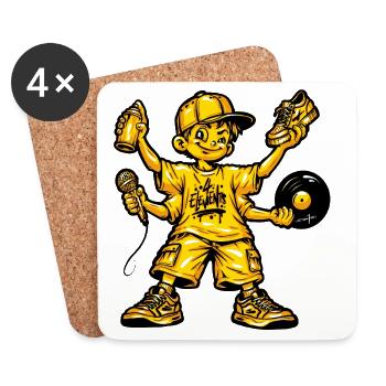 Hip Hop Musik Dance Graffiti - Untersetzer (4er-Set) - Weiß - Vorne