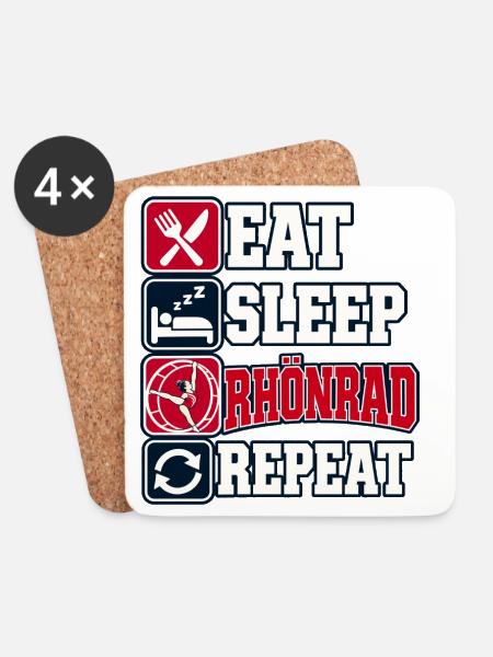 Eat Sleep Rhönrad Repeat - Untersetzer (4er-Set) - Weiß