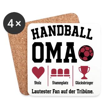 Fan Oma Handball – Stammplatz auf der Tribüne - Untersetzer (4er-Set) - Weiß - Vorne