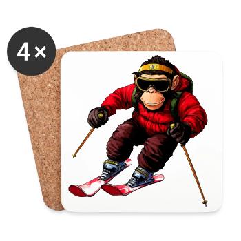 Ski Chimp - Untersetzer (4er-Set) - Weiß - Vorne