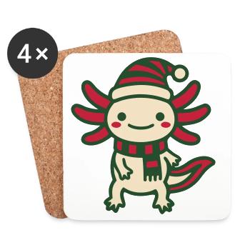 Weihnachts Axolotl Clipart - Untersetzer (4er-Set) - Weiß - Vorne