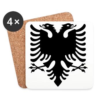 Albanische Flagge - Untersetzer (4er-Set) - Weiß - Vorne