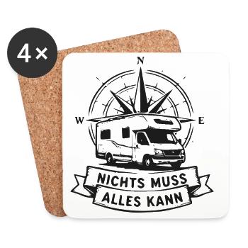 Nichts muss, alles kann Camper - Untersetzer (4er-Set) - Weiß - Vorne