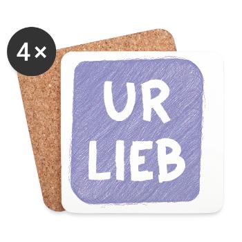 UR LIEB – Süßer Babyspruch zur Geburt Österreich - Untersetzer (4er-Set) - Weiß - Vorne