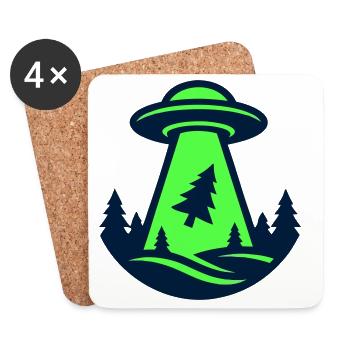 Ufo Wald Entfuehrung Grafik - Untersetzer (4er-Set) - Weiß - Vorne
