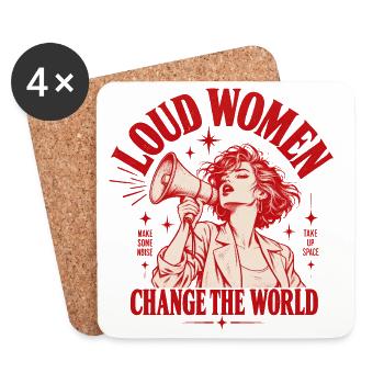 Loud Women Change The World - Feministisch Frauen - Untersetzer (4er-Set) - Weiß - Vorne