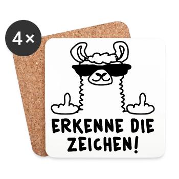 Erkenne die Zeichen Lama - Untersetzer (4er-Set) - Weiß - Vorne
