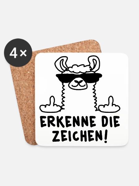 Erkenne die Zeichen Lama - Untersetzer (4er-Set) - Weiß