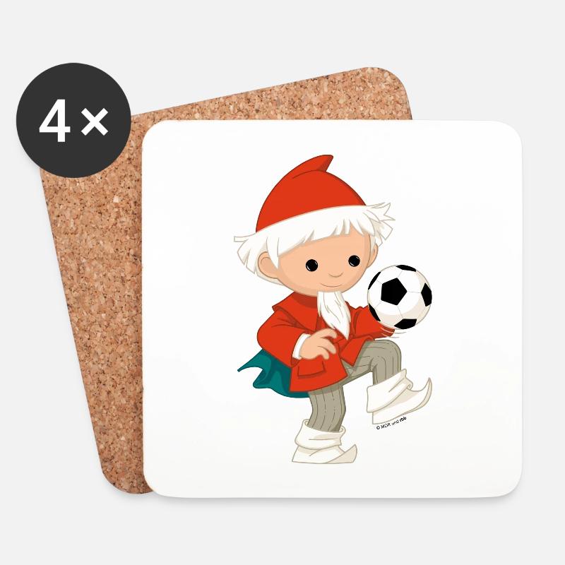 Sandmännchen spielt Fußball - Untersetzer (4er-Set) - Weiß