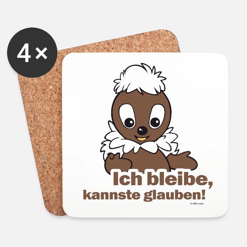 Pittiplatsch Ich bleibe, kannste glauben! - Untersetzer (4er-Set) - Weiß