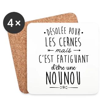C'est fatiguant d'être une nounou - Dessous de verre (lot de 4) - blanc - Devant