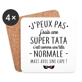 Super tata - Dessous de verre (lot de 4) - blanc - Devant