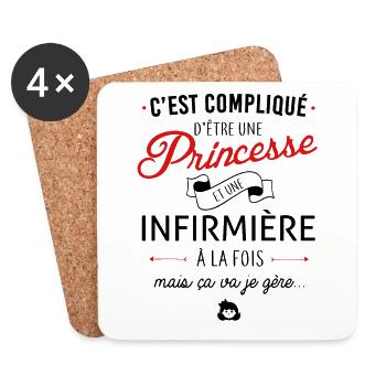 Princesse et infirmière - Dessous de verre (lot de 4) - blanc - Devant