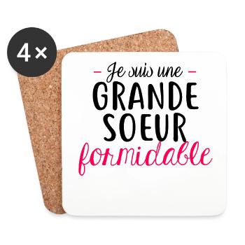 Grande sœur formidable - Dessous de verre (lot de 4) - blanc - Devant