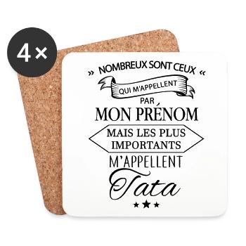 Prénom / Tata - Dessous de verre (lot de 4) - blanc - Devant