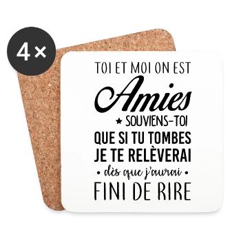 On est amies - Dessous de verre (lot de 4) - blanc - Devant