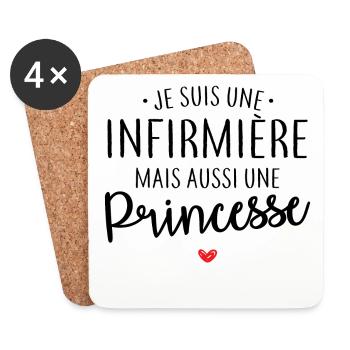 Infirmière et princesse - Dessous de verre (lot de 4) - blanc - Devant