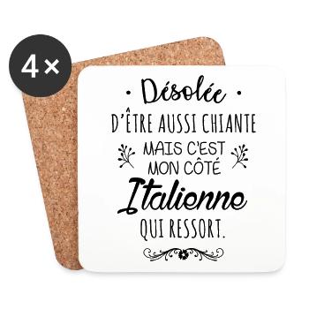 Mon côté Italienne - Dessous de verre (lot de 4) - blanc - Devant