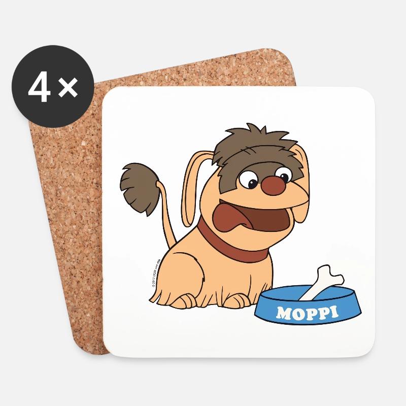 Moppi mit Hundenapf - Untersetzer (4er-Set) - Weiß