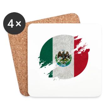 Mexiko Kreis / Flagge Geschenk - Untersetzer (4er-Set) - Weiß - Vorne