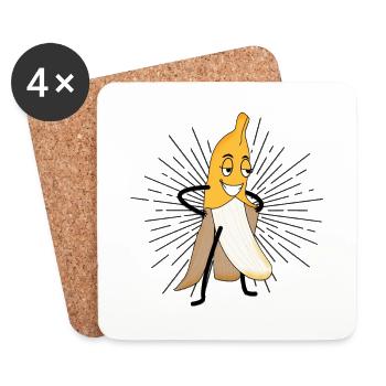 Drôle de Strip-tease Banane Célibataire Cadeau - Dessous de verre (lot de 4) - blanc - Devant