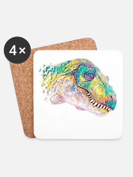 T-Rex - Coasters (set of 4) - white