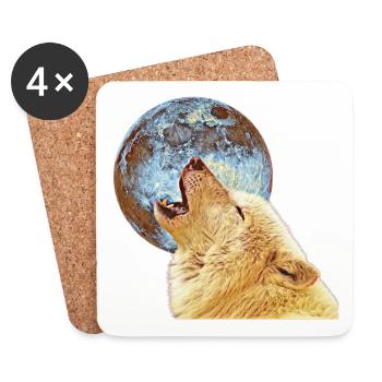 Wolf - Untersetzer (4er-Set) - Weiß - Vorne