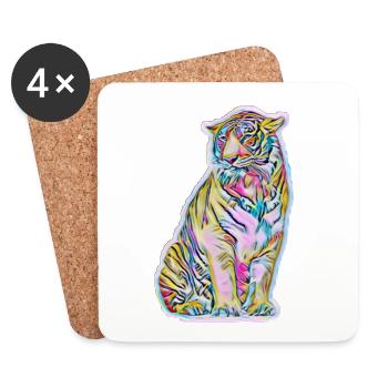 Tiger - Untersetzer (4er-Set) - Weiß - Vorne
