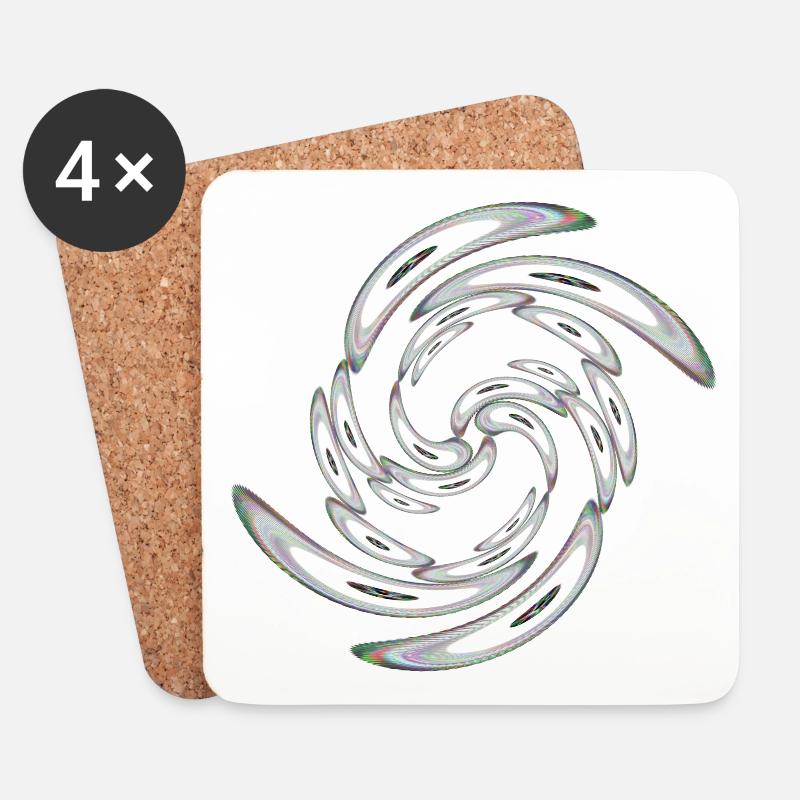 Neon domed rings twisted - Coasters (set of 4) - white