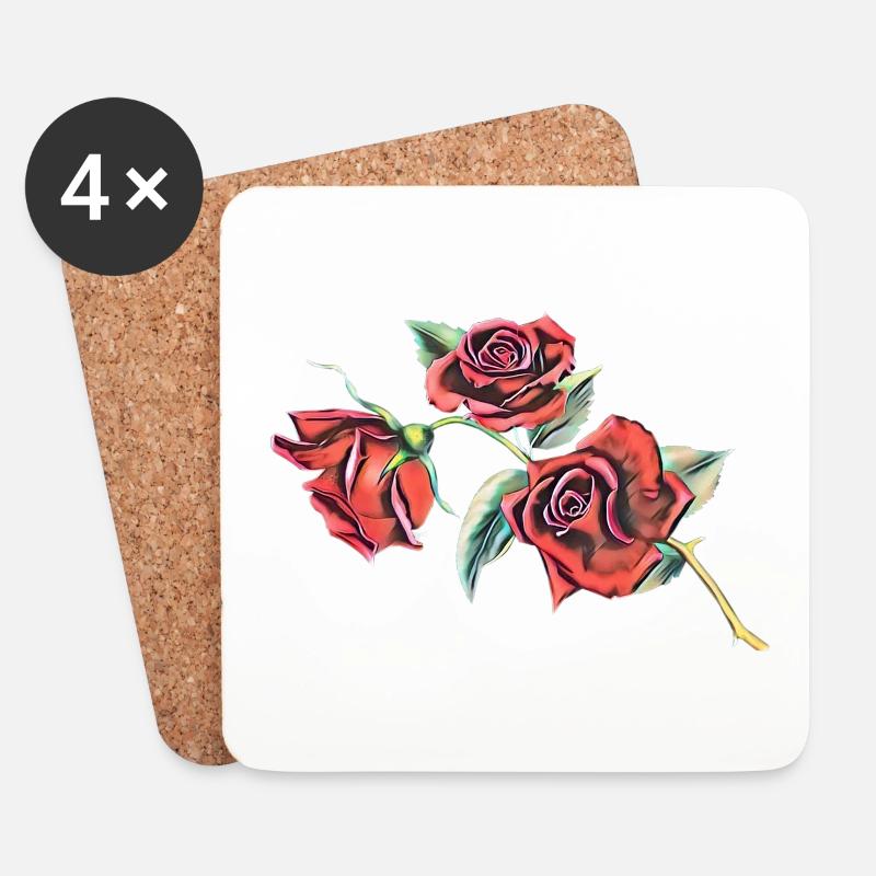 Rose - Untersetzer (4er-Set) - Weiß