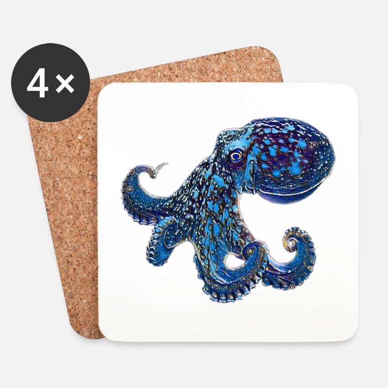 Oktopus - Untersetzer (4er-Set) - Weiß