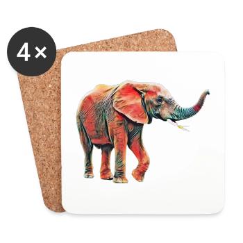 Éléphant - Dessous de verre (lot de 4) - blanc - Devant