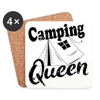 Zelt zelten Campingplatz camping queen - Untersetzer (4er-Set) - Weiß - Vorne