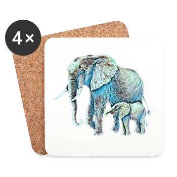Elephant - Coasters (set of 4) - white - Front
