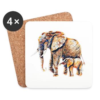 elephant - Coasters (set of 4) - white - Front