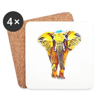 elephant - Coasters (set of 4) - white - Front