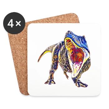 T-Rex - Untersetzer (4er-Set) - Weiß - Vorne