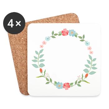 floral wreath - Coasters (set of 4) - white - Front